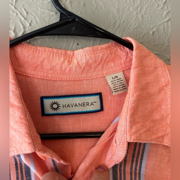 Havanera Men’s button-down shirt, Size L 55% Linen - Picture 2 of 7